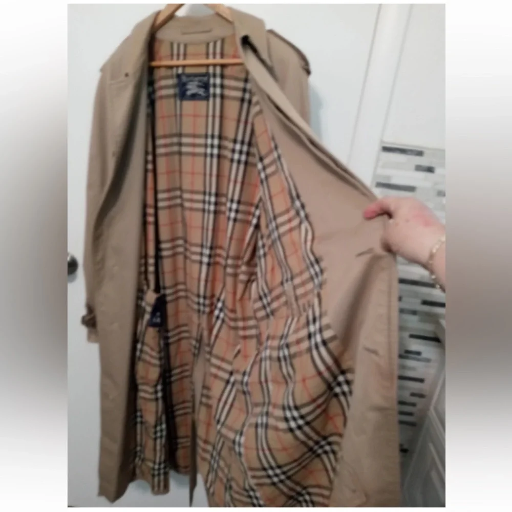 Vintage Burberrys London Women’s 10 44 long beige Trench coat Nova Check lining - Picture 4 of 13